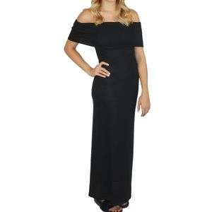 NWT Lulus NYTT Foldover Off Shoulder Maxi Dress Black
